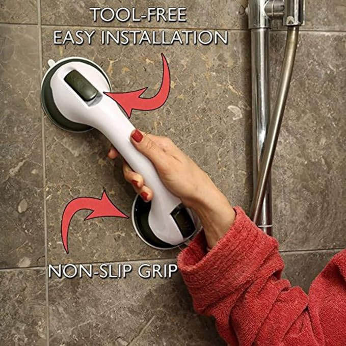 FChome 2 Pieces Handrail Strong Suction Cup Nursing Door Handle Safety Multi-Grip Door Knob Handle for Bathtubs Bathtubs Bathrooms Toilet/Bath Assistance Elderly People Fall Prevention (Black) - NewNest Australia