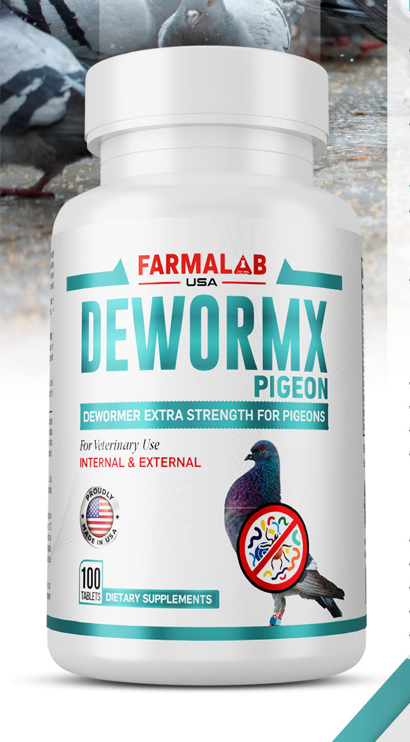 Farmalab Natural Dewormer Internal & External 100 Tabs Poultry - Vitamin for Poultry Rooster Hen Chicken Baby Chick Doves Pigeons and All Caged Birds (Pigeon Doves Squail) 100 Tabs Pigeons