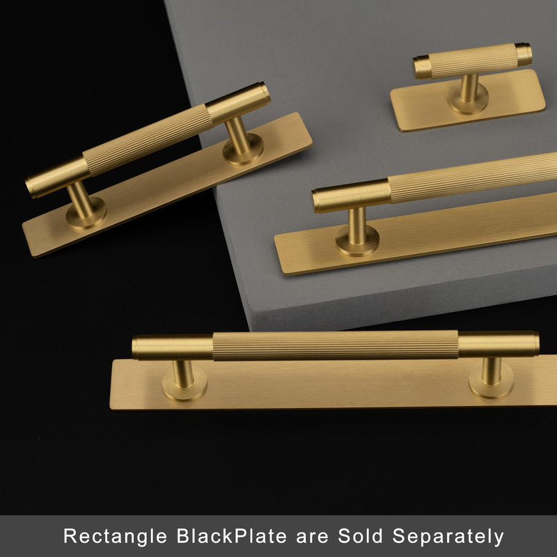 QOGRISUN 10-Pack Solid Brass Cabinet Knobs Back Plates, Rectangle Cabinet Pulls BackPlates,2.75-Inch Total Length, Cabinet Hardware, Brushed Brass Finish 2-3/4-Inch Length Rectangle