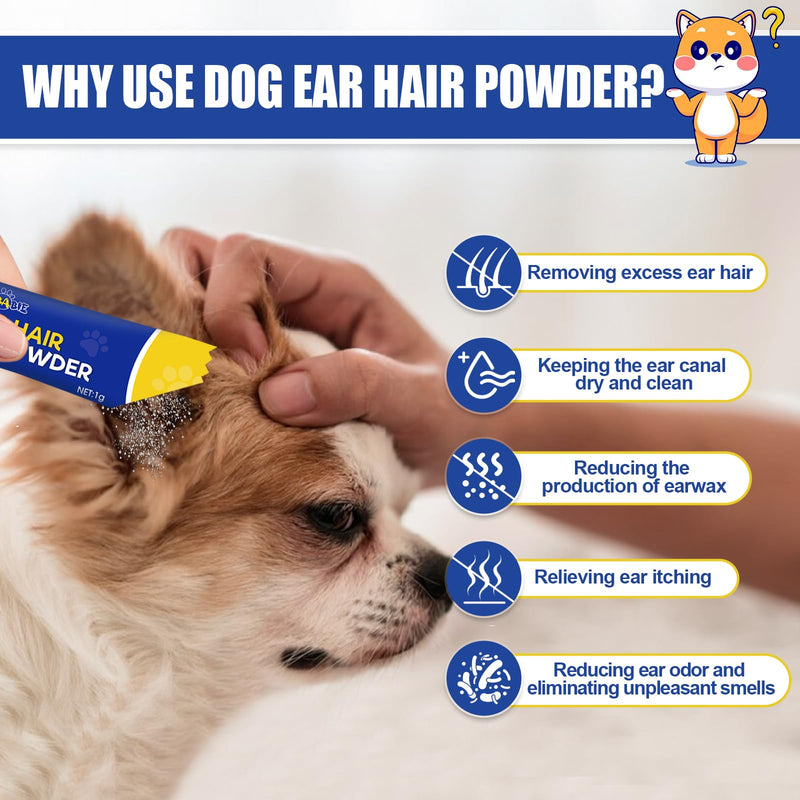 Ear Powder for Dogs Plucking with Curved Hemostats,Dog Ear Hair Removal Powder with Zinc Oxide for Moisture Absorption,Helps Ear Dry and Clean 24pcs