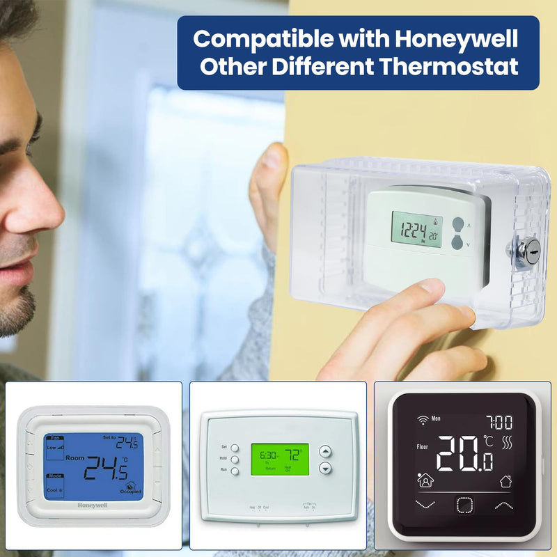 Thermostat Lock Box with Key 10" L x 6.2" W x 3.8" H, Large Thermostat Guard for Thermostat on Wall, Lock Box for AC Thermostat