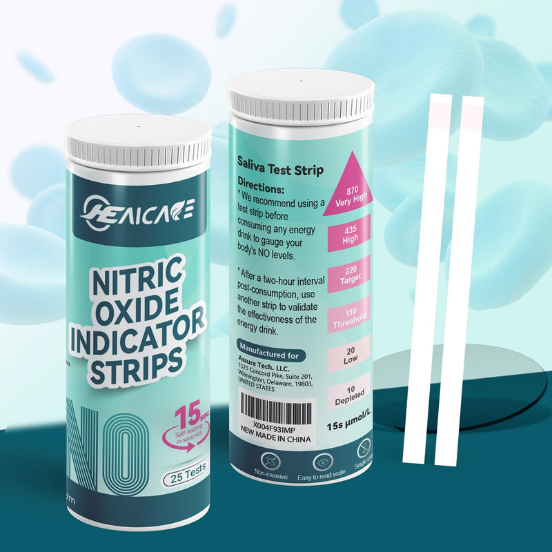 Nitric Oxide Indicator Strips-25 Strips, Rapid Results Saliva Nitric Oxide Testing Strip, Cardiovascular Health Measuring The Quantity of Nitric Oxide Get Results in Just 15 Seconds