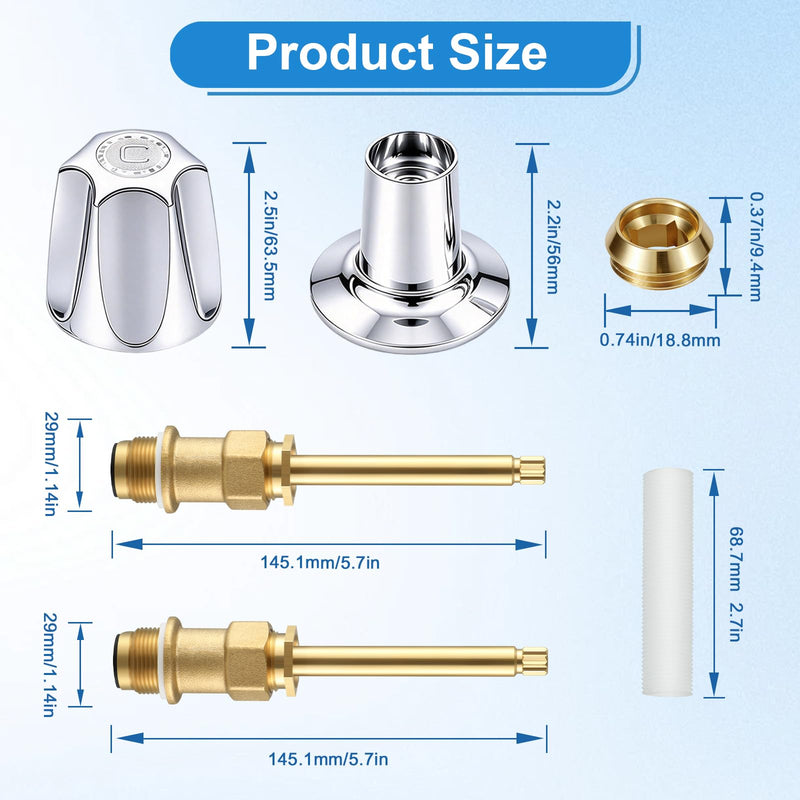 2 Piece Shower Knobs Replacement Kit, Compatible with Pfister Shower Valve Polished Chrome