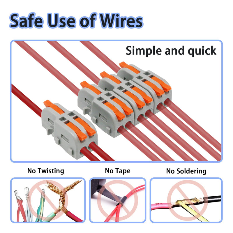 20PCS Mini Electrical Wire Connectors Lever Wire Connector Compact Splicing Butt Terminal Block Connectors (1 in 2 Out, Nylon) WW005-12 20PCS 1 in 2 Out