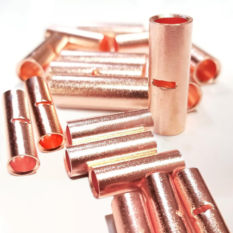 500PCS 26-6 AWG Non-Insulated Butt Connectors Uninsulated Butt Splice Wire Connectors, Butt Connectors for Wiring Copper Butt Splice Terminals,Crimp Butt Electrical Connectors Splice Kits Seamless Bare Pure Copper 6-26 AWG Assortment Kit-500pcs