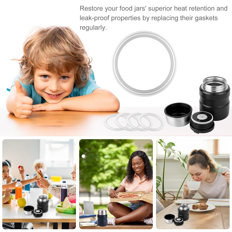 4pcs Replacement Rubber Gaskets Compatible for Thermos Stainless King 16 & 24 Ounce, Silicone Ring Seal Parts O-Ring Parts Compatible for Thermos Stainless King Food Jar BPA Free Accessories