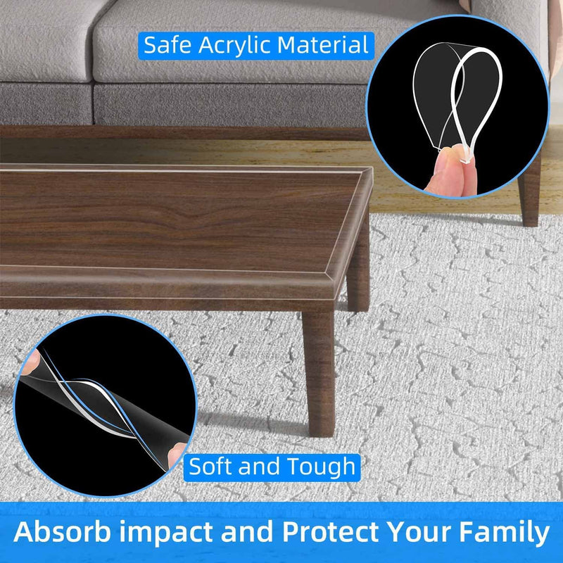 Clear Edge Protector Strip, 1.18in x 9.84FT, Sharp Edge Wrap Cover Tape, Self Adhesive Protective Bumper Corner Guards for Cabinet Door Desk Glass Table Bed Furniture, Kitchen Countertop, Waterproof 1 Pack x 1.18in x 9.84FT