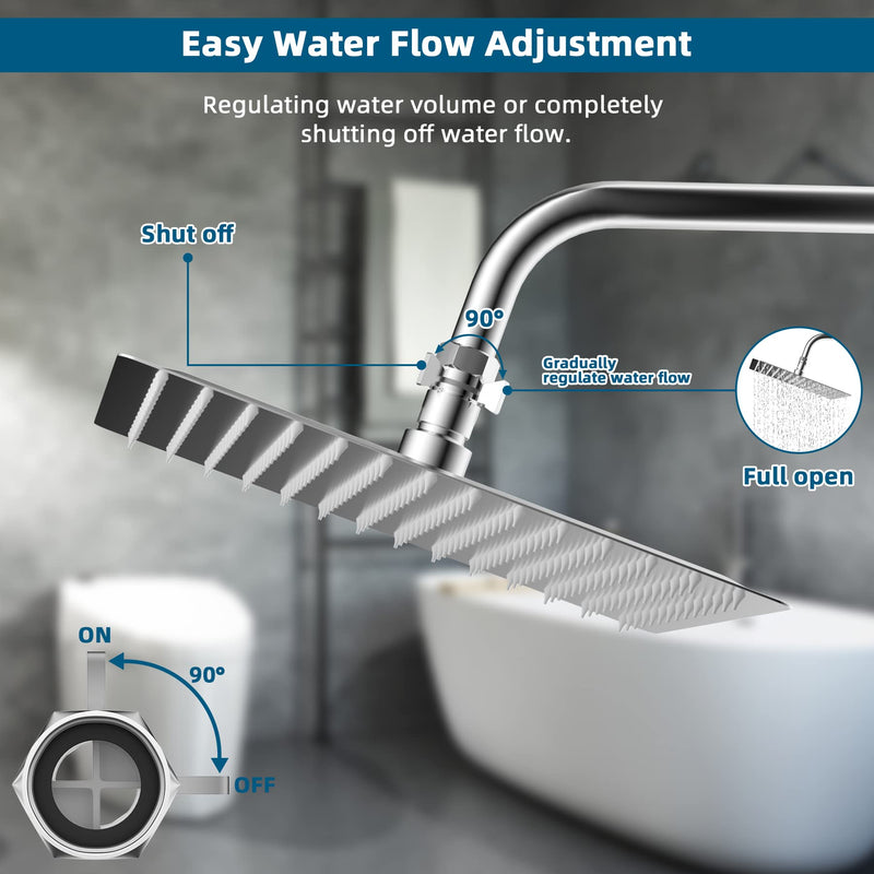 All Metal Shower Head Flow Control Valve G1/2 Brass Shut-off Valve with Handle Lever Shower Head Valve Water Flow Control Valve Regulator Shut OFF Valve for Hand Shower,Bidet Sprayer-Polished Chrome