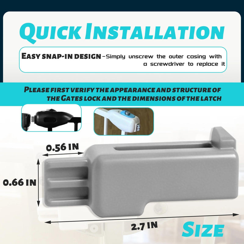 Gate Latch Replacement 5-Pack for Top Button Only, Thickened ABS One-Piece Design, Easy Install and Replace, Universal Parts Compatible with Regalo 1161 & Select Carlson Gates Etc, Gray 5 Pack
