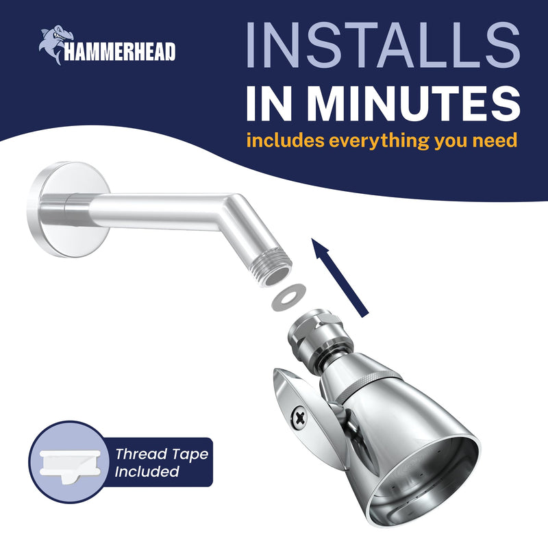 HammerHead Showers® Solid Metal 2 Inch High Pressure Shower Heads - CHROME – 2.5 GPM Shower Heads High Pressure - High Flow Shower Head with ADJUSTABLE SPRAY PATTERN - Fixed Shower Head - NewNest Australia