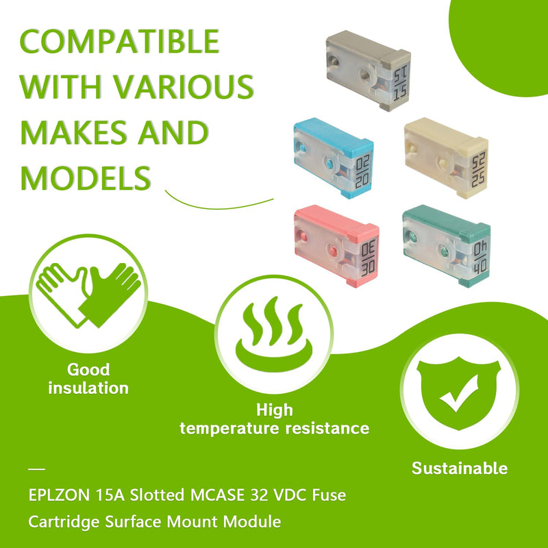 15A 20A 25A 30A 40A 32V Mini Automotive MCASE Shaped Cartridge Fuse Kit(Pack of 10pcs,MixA) 15A 20A 25A 30A 40A