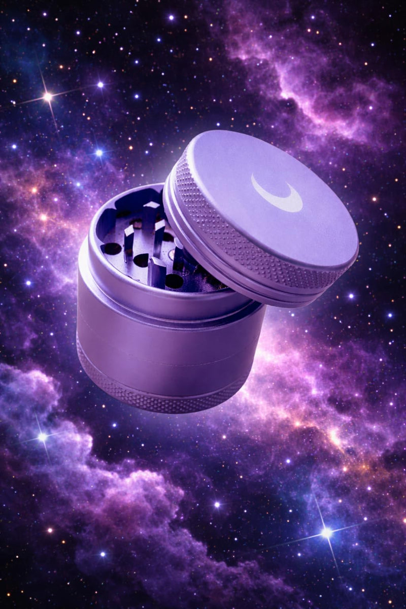 Brando Moon Small Manual Tea, Spice and Seeds Grinder – 1.6” Spice Kitchen Crusher with Cleaning Scraper, for Camping and Outdoor Purple