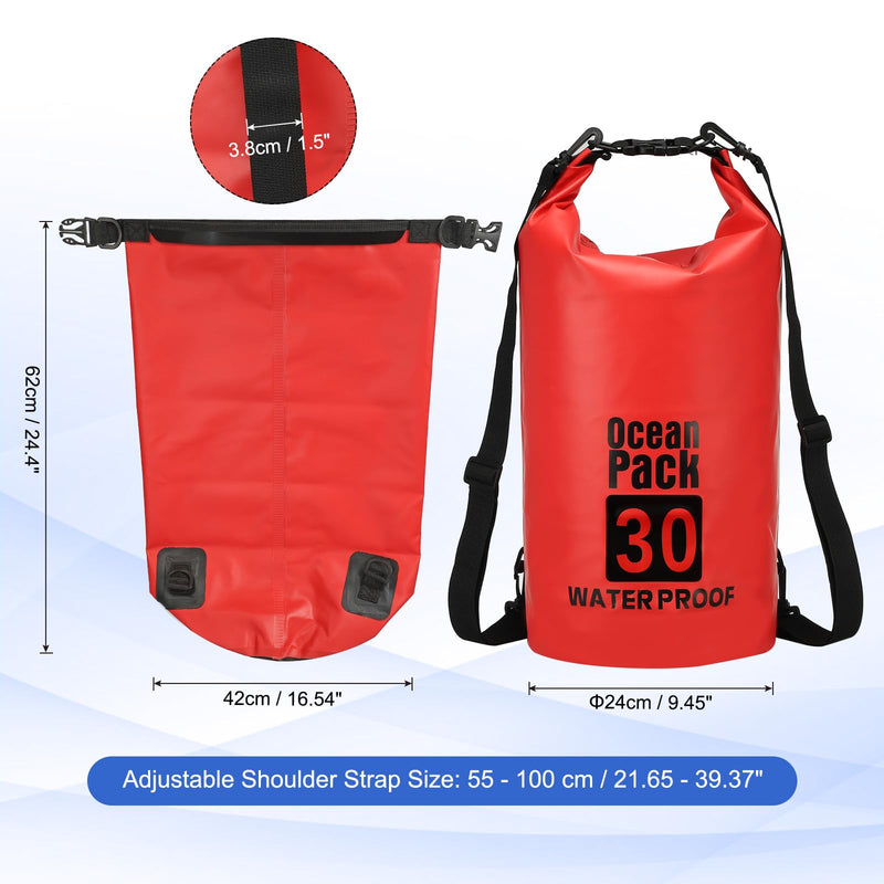 Waterproof Dry Bag, 30L Fit for Women Men Water Proof Bags Lightweight Dry Storage Floating Backpack with Whistle for Travel Backpacking Boating Kayaking Camping (Red) Red
