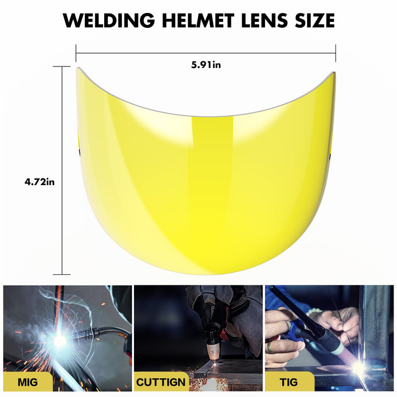 5 Pack Amber Front Lid Lens with 2Pcs Inner Lens, Front Cover Lenses Compatible with Magdron Welding Helmet, 3.93" x 3.66" Viewing Lens, Magdron Welding face mask Lens Replacement Parts