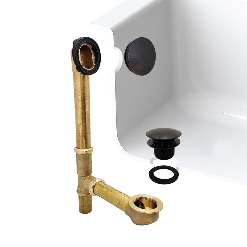 Westbrass D325H-12A European Tip Toe Bath Waste Drain Kit with Illusionary Faceplate, 14" Make-Up, 17 Ga., Antique Bronze