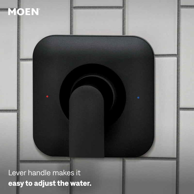 Moen Genta LX Matte Black Pressure Balancing Modern Shower Lever Handle, Posi-Temp Valve Required, T2471BL 7.72 x 7.87 x 4.57 inches (Pack of 1)