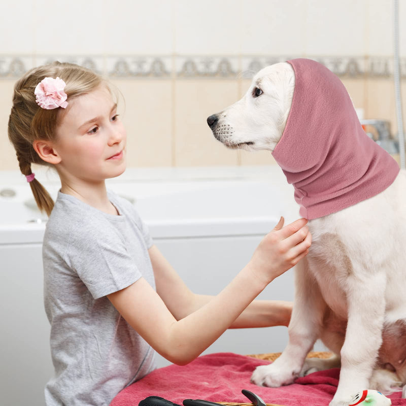 Frienda 2 Pcs Dog Ear Muffs Dog Calming Ear Cover Anxiety Relief Cover Face Neck Warmer Quiet Head Sleeves for Noise Bathing Grooming Drying(Medium,Black, Pink) Medium Black/Pink