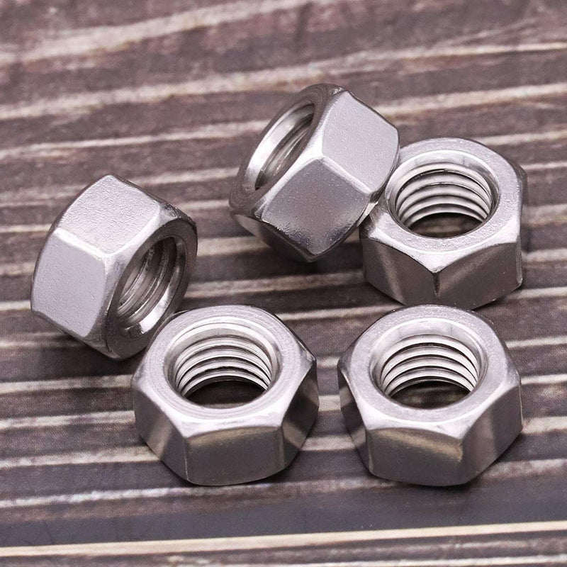 5/16-18 Stainless Steel Finished Hex Nut, 304 Stainless Steel 18-8 Hexagon Nut, Bright Finish, Full Thread, ASME B18.2.2, 25 Pcs 5/16"-18