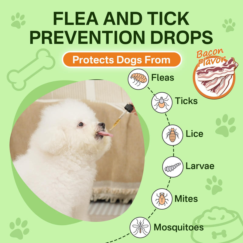 Puyrzoe Dog Flea Treatment Drops, Natural Oral Flea and Tick Prevention for Dogs with Pumpkin Seed, Echinacea, Omega-3/6/9- Support Immunity, Healthy Skin & Coat, Digestion & Overall Wellness