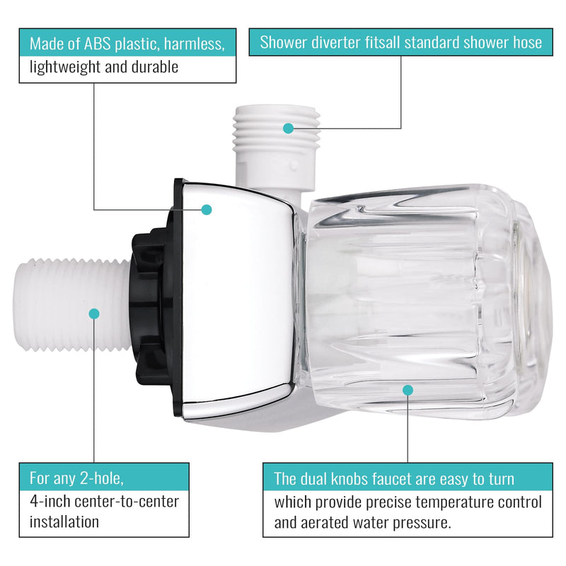 RV Shower Faucet, Camper Shower Faucet, RV Shower Replacement Valve Diverter, Bathroom Shower Mixing Valve Control for RV, Camper Van, Travel Trailer, Motorhome Chrome