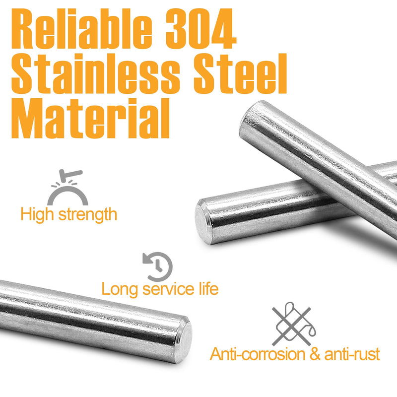 Stainless Steel Dowel Pin, 6mm x 40mm Shelves Dowel Pin, Shelf Support Pegs Pin Rod Fasten Elements Metal Shelf Pegs(24 Pcs) M6 x 40mm
