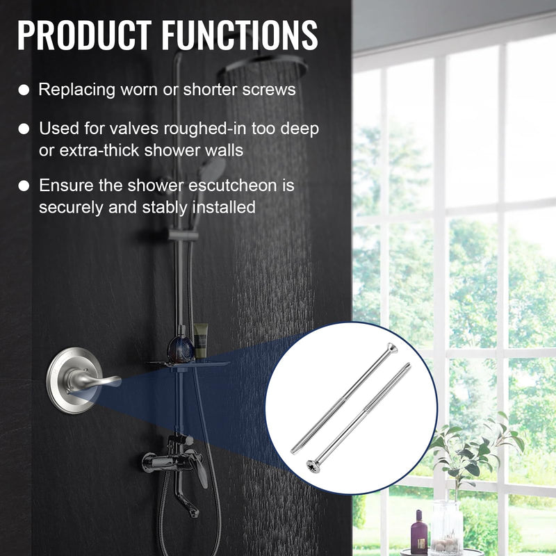 RP12630 Longer Escutcheon Trim Screws Replacement for Delta Faucet, Shower Trim Screws for Valves Roughed-in Too Deep, Faucet Repair Parts for Delta Classic Tub/Shower System, 2 Pack