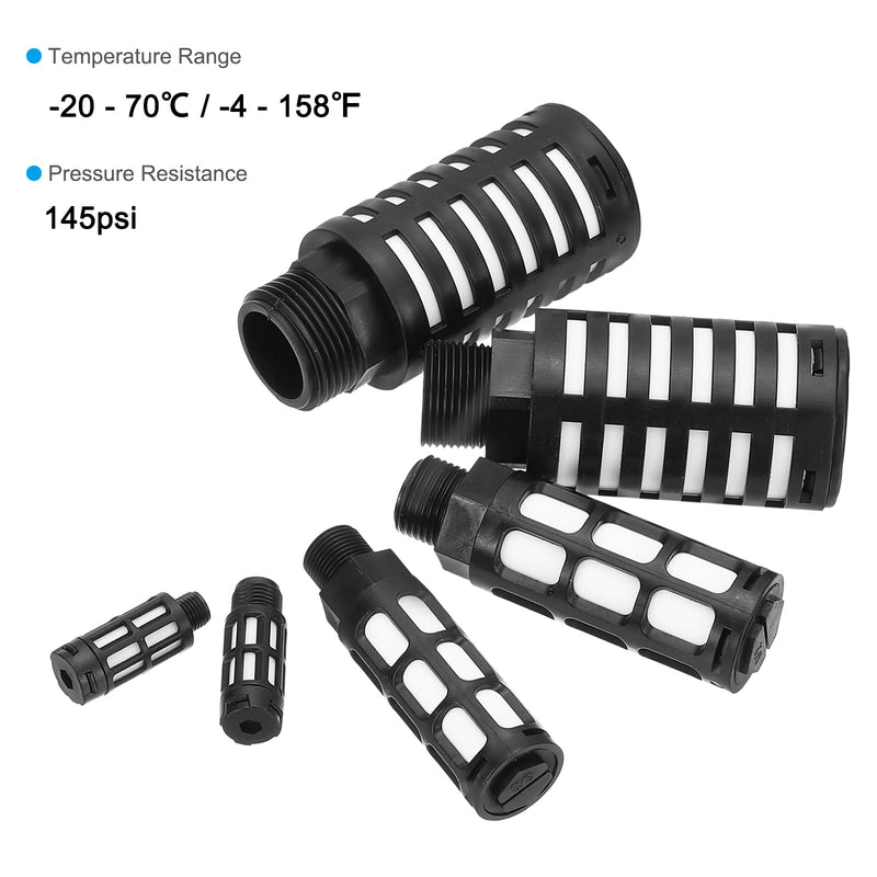 PATIKIL Pneumatic Muffler G 3/8, 2 Pack Plastic Air Compressor Exhaust Muffler Filters Air Solenoid Valve Muffler Fitting for Automation Pneumatic Equipment, Black
