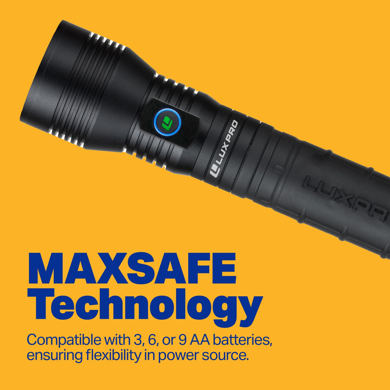 LUXPRO LP1305 High-Output, Long-Range Handheld Flashlight - 2000 Lumens - Battery-Powered LED Flashlight for Power Outages, Camping & More - Batteries Included