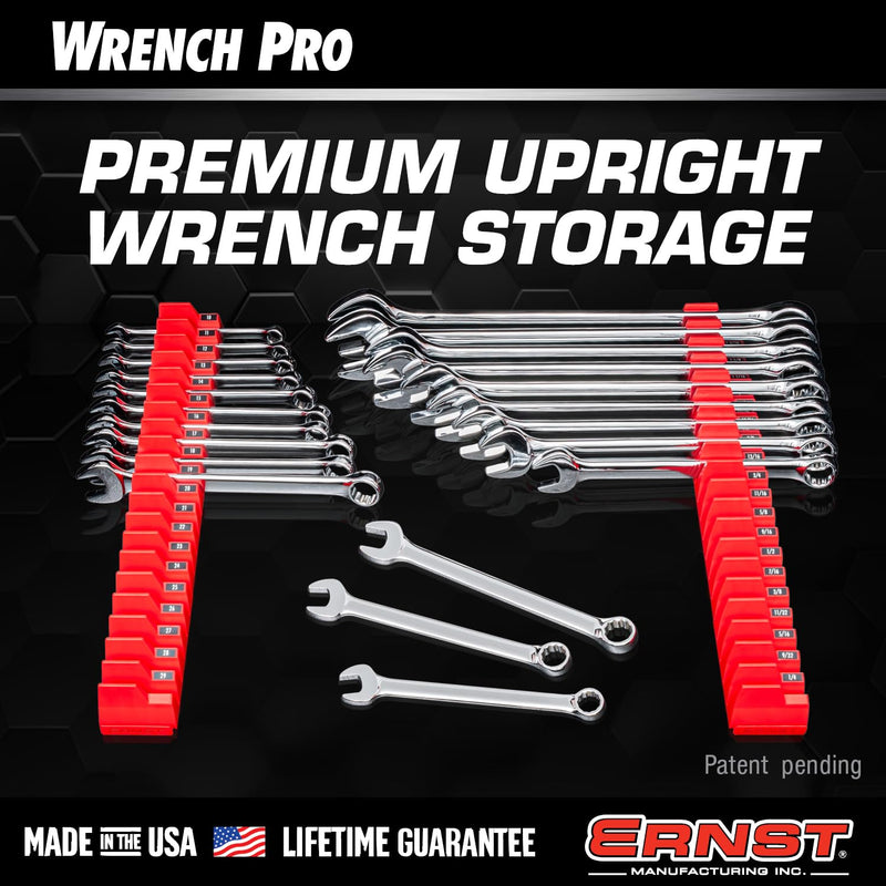 Ernst Manufacturing Wrench Pro - Modular Wrench Organizer for 40 Tools with Magnetic Base (Red) - Made in the USA Red