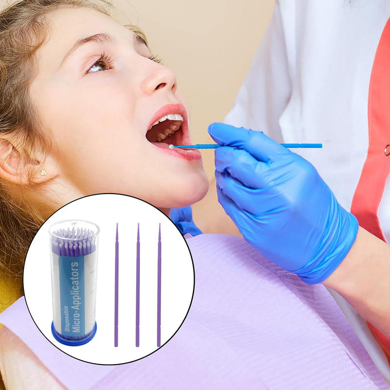 Disposable Dental Micro Applicator Brush, YOUYA DENTAL 400 PCS Latisse Application Bendable Micro Cotton Swabs Mascara Micro Brush for Eyelash Extensions Cleaning Makeup and Personal Care Cleaning 1.5mm Purple-400pcs