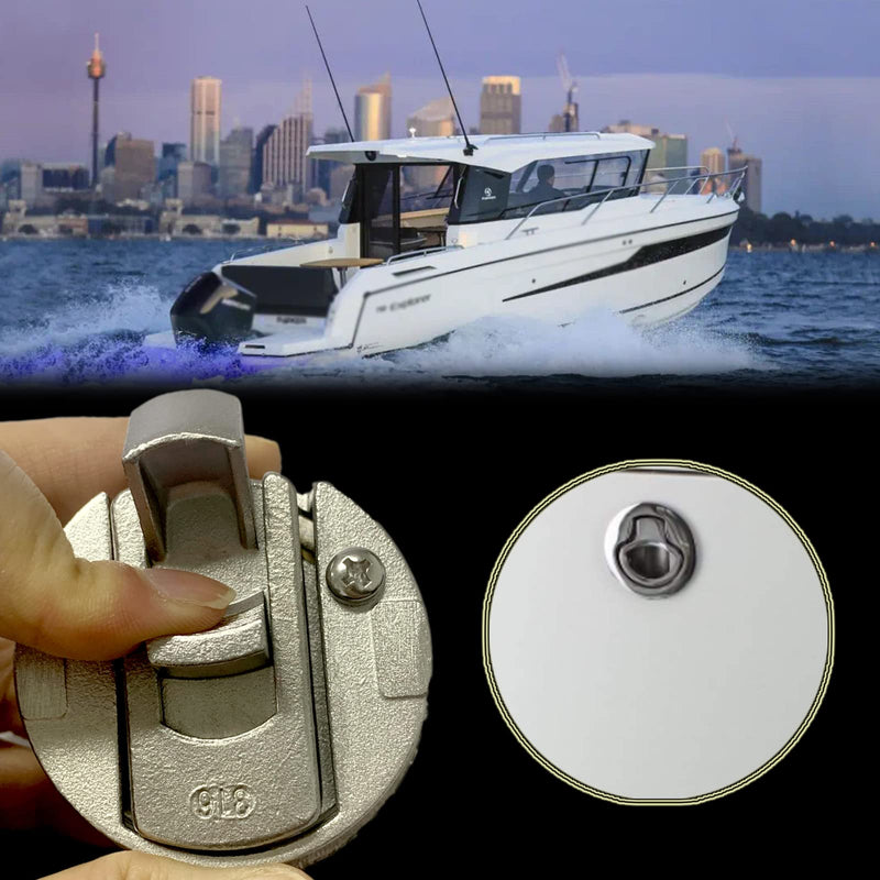 Boat Stainless Steel 2 Inch Round Flush Pull Slam Cam Latch Hatch Push for Marine RV Deck Cabin Door Hardware Accessories Without Key