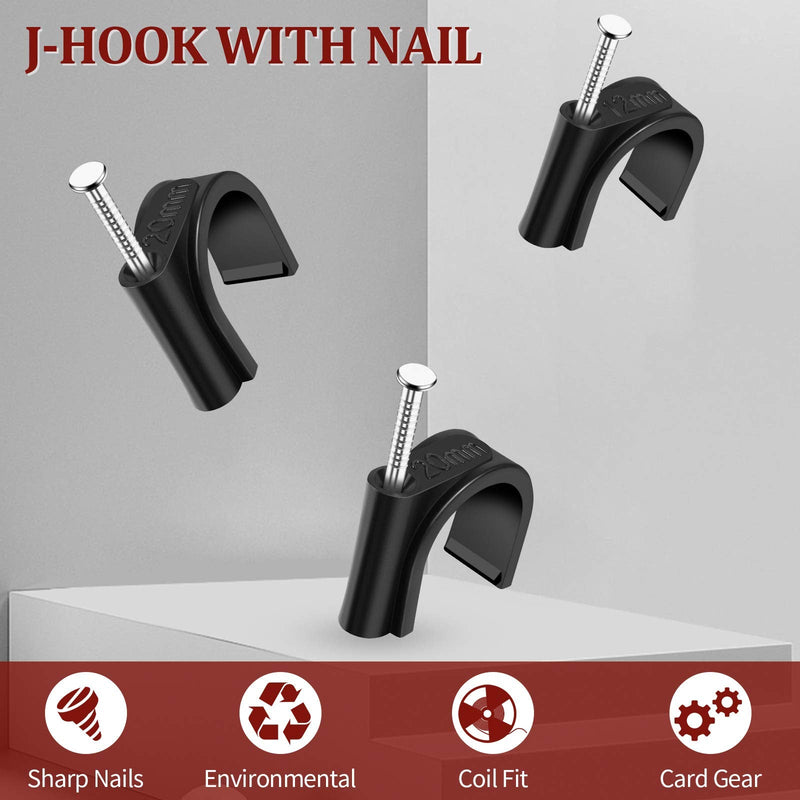 100 Pieces Half Clamps J-Hook with Nail, Black, for Pex Tubing Pipe Support (1/2 Inch, 3/4 Inch) 1/2 Inch, 3/4 Inch - NewNest Australia