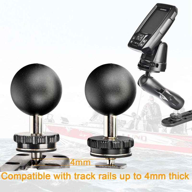 VAUBORTTI Aluminum 1.5" Ball Mount for Garmin Striker 4 Fish Finder, Tablet GPS iPad Marine Truck Use,Compatible with RAM C Size, 2 AMPS Round Plate & T-Bolt for Kayak or Boat Track Rail Mounting
