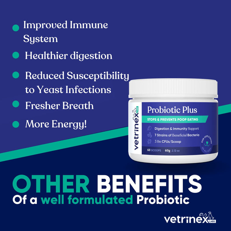 Vetrinex Labs Coprophagia Poop Eating Deterrent & Prevention, Stop & Prevent Stool Eating Treatment - Probiotics for Dogs, Cats and Puppies - Forbids Dog from Eating Poop - Probiotic Powder Original 60 gram - PawsPlanet Australia
