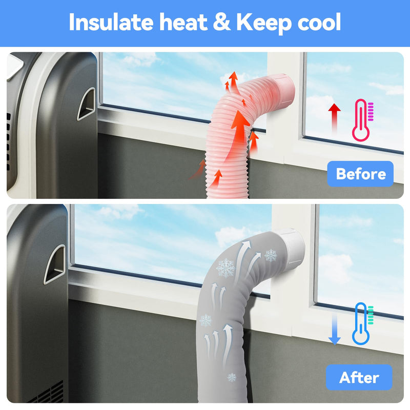 AGPTEK Portable Air Conditioner Hose Cover, Insulated AC Hose Sleeve for 5" & 5.9" Exhaust Hose, 60"AC Tube Duct Vent Wrap, Easy Installation, Gray