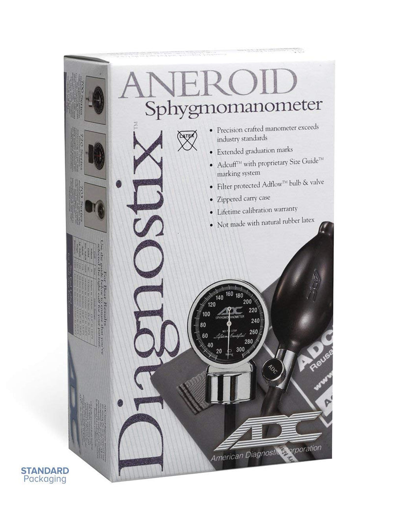 ADC Diagnostix 700 Premium Professional Pocket Aneroid Sphygmomanometer with Adcuff Nylon Blood Pressure Cuff, Adult, Black 11 - Adult