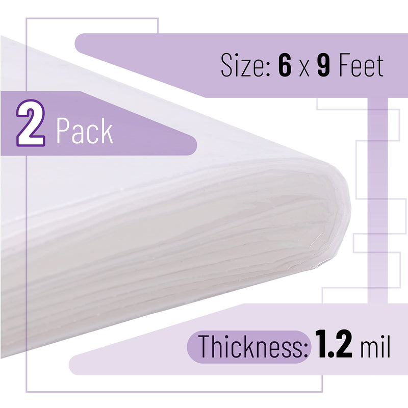 Bates- Plastic Drop Cloth, 2 Pack, 6x9 Feet, Plastic Cover, Clear Plastic Tarp, Plastic Tarp for Painting, Plastic Sheeting for Painting, Plastic Drop Cloths for Painting, Paint Plastic Drop Cloth 2 Pack 6 x 9 Feet