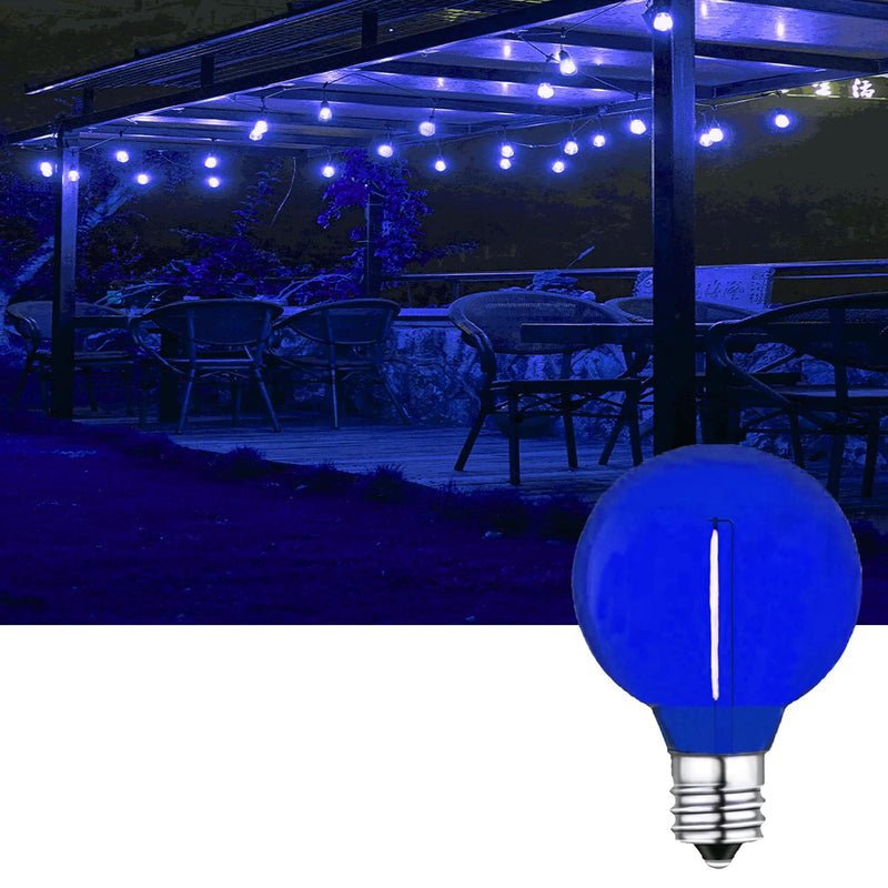 G40 Blue LED Replacement Bulb 1W Light Bulbs Shatterproof Waterproof LED Outdoor String Lights Decorative Night Light E12/C7 Candelabra Base for Wedding Patio Garden Yard,15 Pack(Blue)
