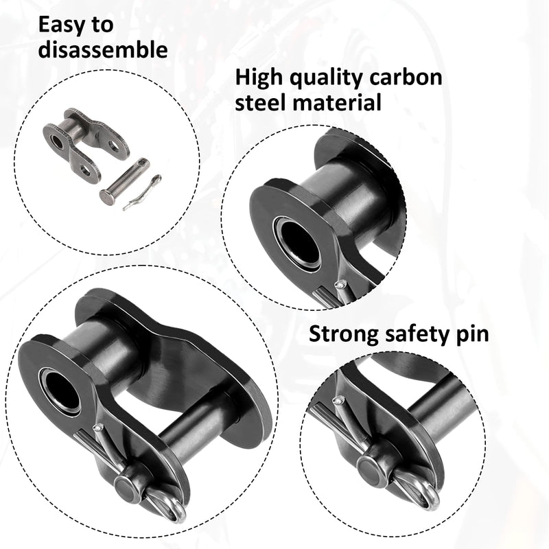 Roller Chain Offset Link #420, 6 Pieces 420 Chain Half Link Master Link Small Crank Chain Connecting Links Carbon Steel 1/2" Pitch 420 Offset Links, Black