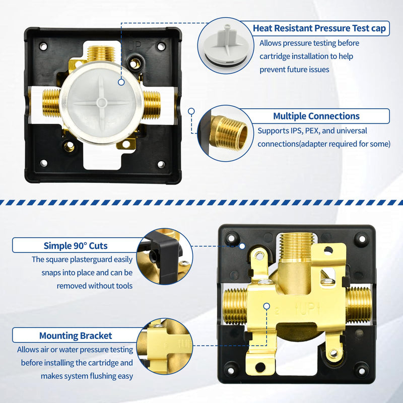 R10000-UNBXHF Shower Valve Body for Delta MultiChoice Universal Tub and Shower Trim Kits, Fits 13, 14, 17, and 17T Series Single-Function or Dual-Function Trim, Rough-In Valve (No Stops)