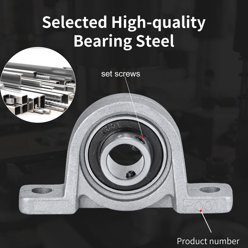 Donepart 10mm Pillow Block Bearing, Self-Aligning 2-Bolt Flange 10mm Bore Bearing, Zinc Alloy Housing Set Screw Locking Style KP001 10mm Bearing KP1001 Pillow Block Bearing
