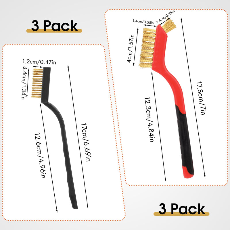 6 Pieces Wire Brushes, Metal Brush, Brass Brush, Stainless Steel Brush, Nylon Brushes, Small Wire Brush Set for Cleaning Metal Rust and Paint Removal