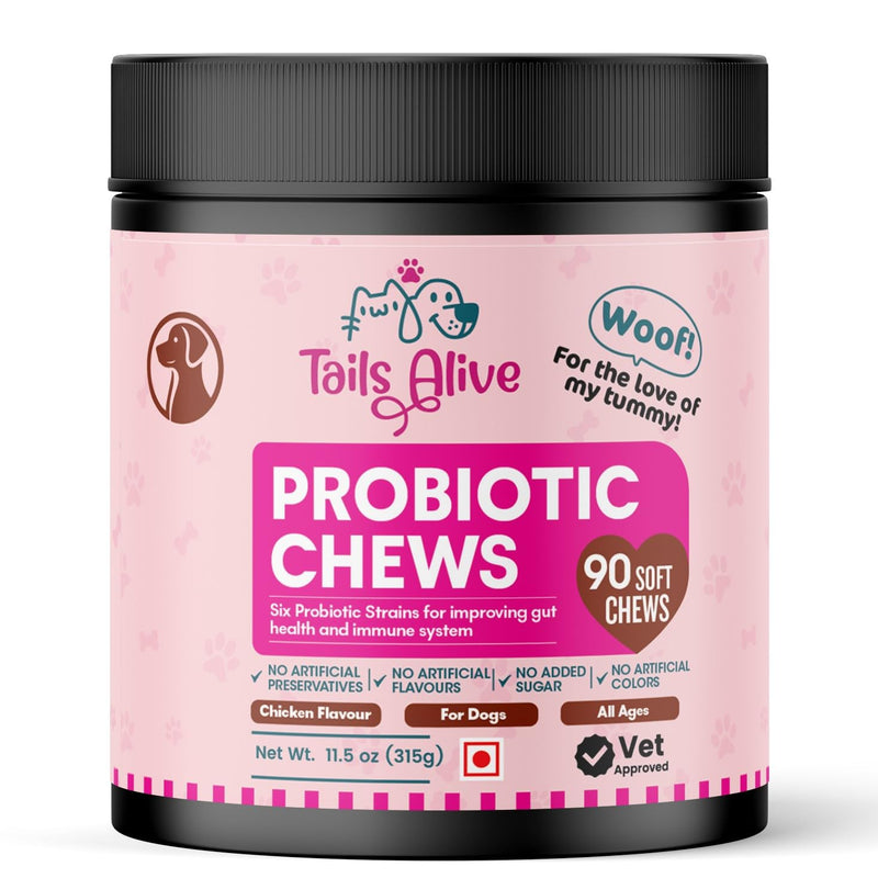 Probiotic Soft Chews Supplement for Dogs | Six Probiotic Strains for Gut Health & Digestion | Chicken Flavor | Supports Immune Function | 90 Soft Chews