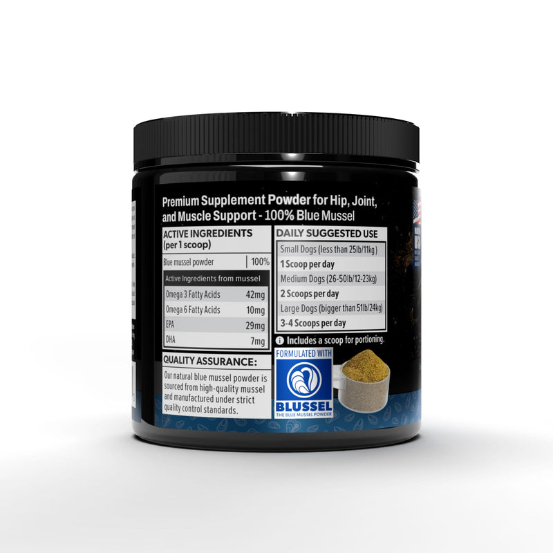 Scoop A Day Dog Supplement - Blue Mussel Powder | Mobility, Muscle, Joints Support | Omega 3 & 6 for Healthy Digestion and Immune Boost - Made in USA (3.5 oz)