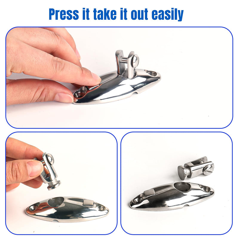 Boat Bimini Top Swivel Hinge - 316 Stainless Steel Deck Side Mount Quick Release Hinge, 360 Degree Rotation Marine Hardware Accessories（2 Pack）