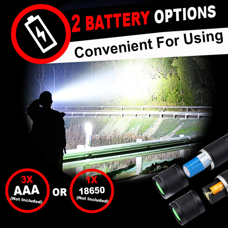 1 Mode Flashlights 6 Pack, Bright Zoomable LED Tactical Flashlight High Lumens, Water Resistant Portable Pocket Flash Light for Emergency, Camping Essentials, Gift - SL2000 Black