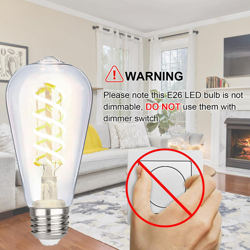 12 Pack Shtterproof Vintage LED Edison Bulbs, Led Light Bulb 60W Equivalent, Non-Dimmable Led Bulbs, High Brightness 700 LM Neutral White 4000K, ST58 Antique Filament Bulbs CRI 80. Neutral White 4000k 12pack