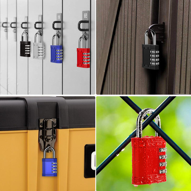 ZHEGE Combination Lock, 4 Digit Outdoor Waterproof Padlock for School Gym Locker, Fence, Gate, Toolbox (Blue) 1P, Blue