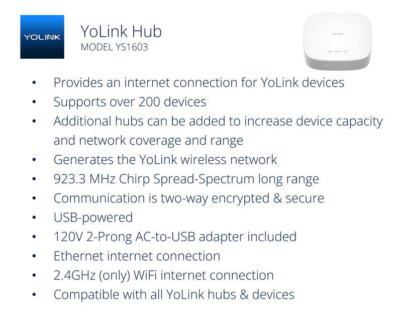 YoLink Smart Home Starter Kit: Hub & 2-Pack Water Leak Sensor 1, LoRa Up to 1/4 Mile Open-Air Range, SMS/Text, Email & Push Notifications, w/Alexa, IFTTT, Home Assistant 2-Sensor