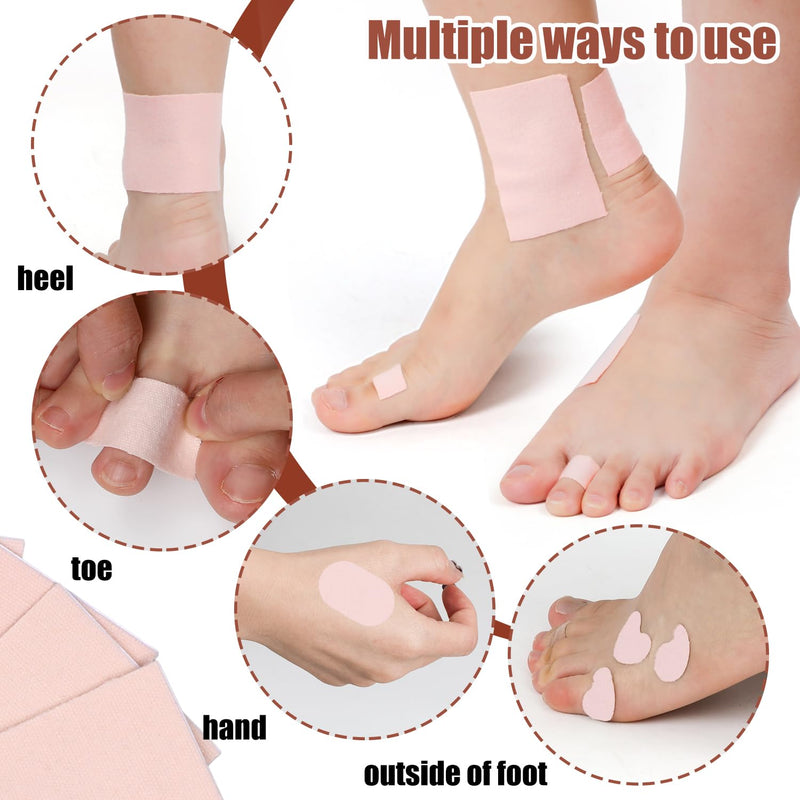 20pcs Adhesive Pads for Feet, Waterproof Moleskin Tape Prevention Padding Moleskin Stickers Moleskin Strips for Feet Decrease Friction for Hiking Running Travel Heel